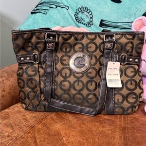 Brown Patterned Tote Bag